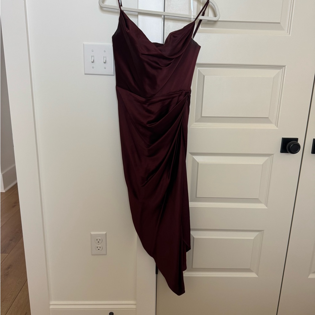 House Of Cb Reva Raisin Satin Balcony Corset Dress
